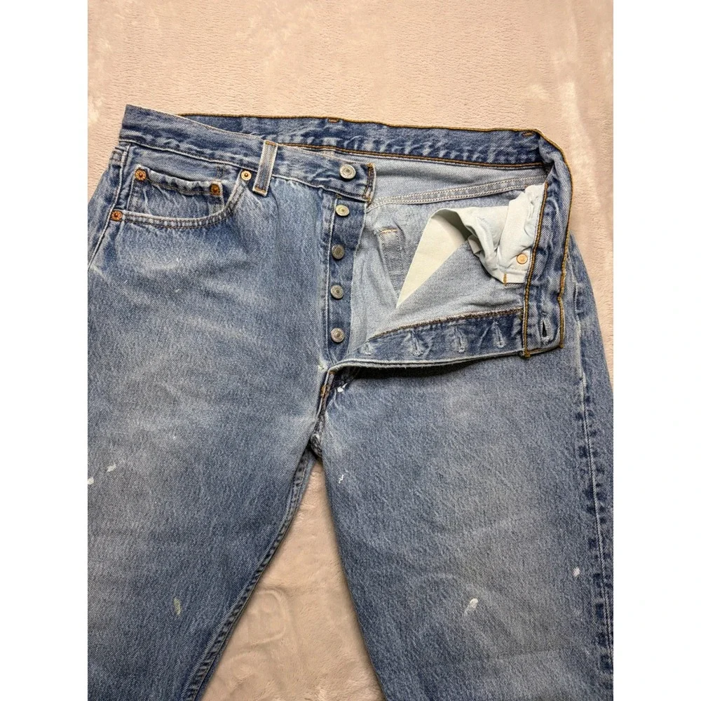Vintage Levi's 501 Jeans Actual 32x29 Blue Denim Light Wash Distressed USA 90s
